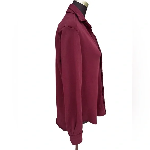 Frank & Eileen Womens Small Triple Fleece Eileen Button Down Sweatshirt Burgundy - Picture 3 of 6